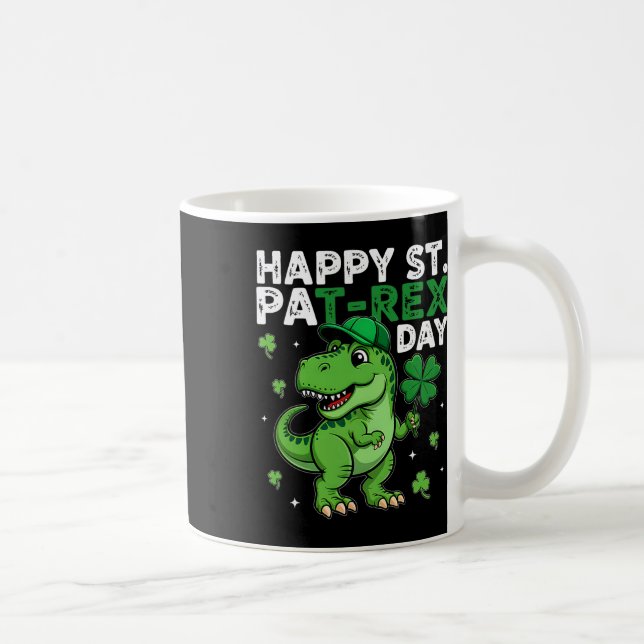 Dinosaur St Patricks Day Lucky Shamrock Irish Boys Coffee Mug (Right)