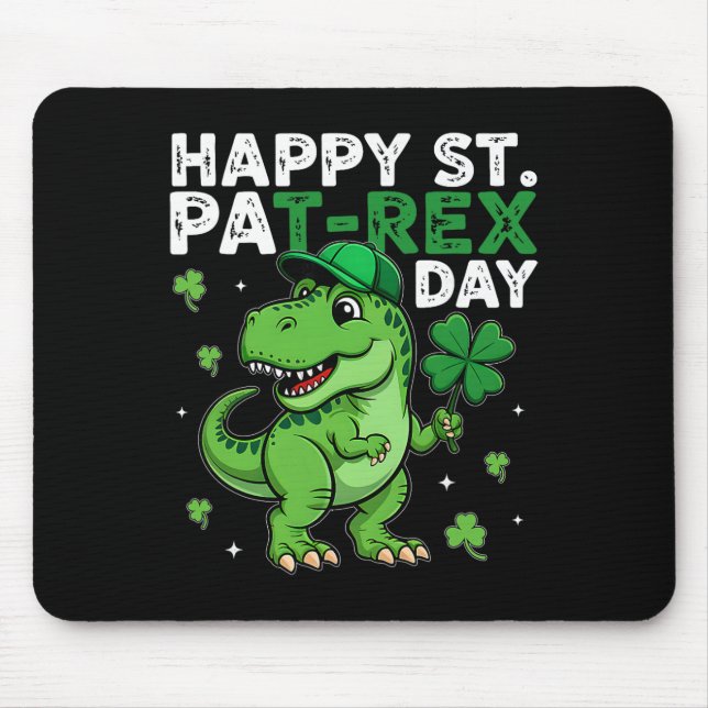 Dinosaur St Patricks Day Lucky Shamrock Irish Boys Mouse Pad (Front)