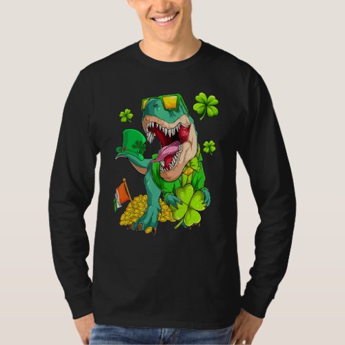 Dinosaur St Patricks Day T Rex Dino Saurus Shamroc T_Shirt