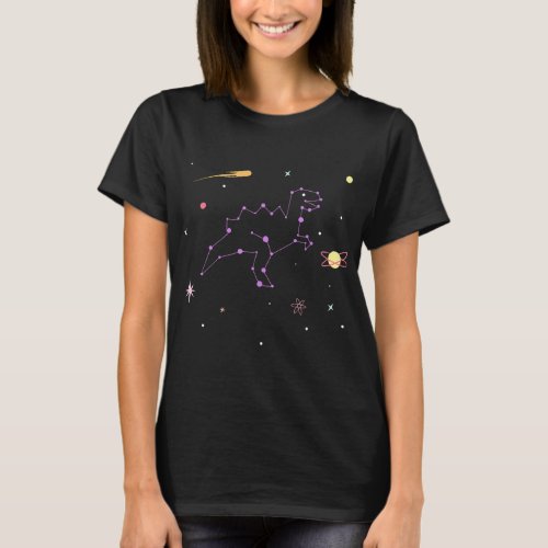 Dinosaur Star Constellation T Rex Starry Sky T_Shirt
