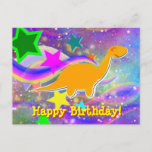 Dinosaur Stars &amp; Swirls Happy Birthday Postcard at Zazzle
