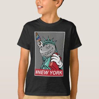 Dinosaur Statue Of Liberty New York Graphic T-Shirt