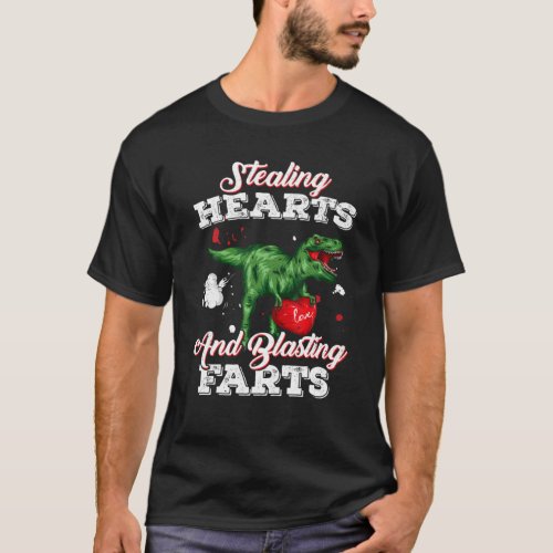 Dinosaur Stealing Hearts And Blasting Farts Valent T_Shirt