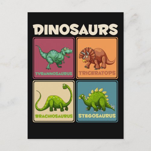 Dinosaur Stegosarus T_rex Triceratops Dino Postcard