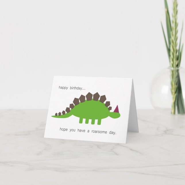 Dinosaur Stegosaurus birthday card (Front)