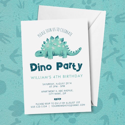 Dinosaur Stegosaurus Boys Birthday Invitation