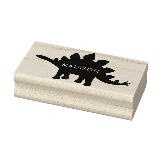 Dinosaur Stegosaurus Cute Dino Kid's Name Rubber Stamp (Stamp)