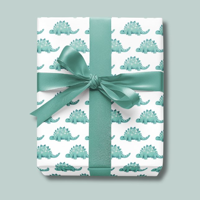 Dinosaur Stegosaurus Kids Birthday Wrapping Paper Sheets (Dinosaur boys birthday wrapping paper sheets.  Matching items available.)