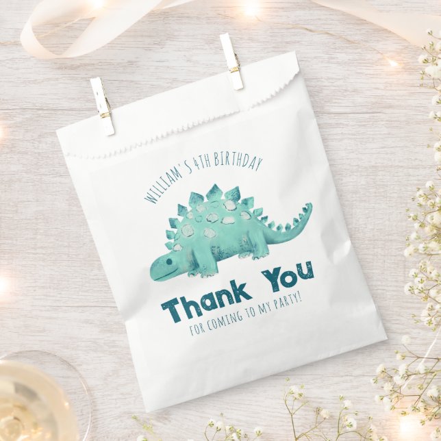 Dinosaur Stegosaurus Thank you Boys Birthday Party Favor Bag (Clipped)
