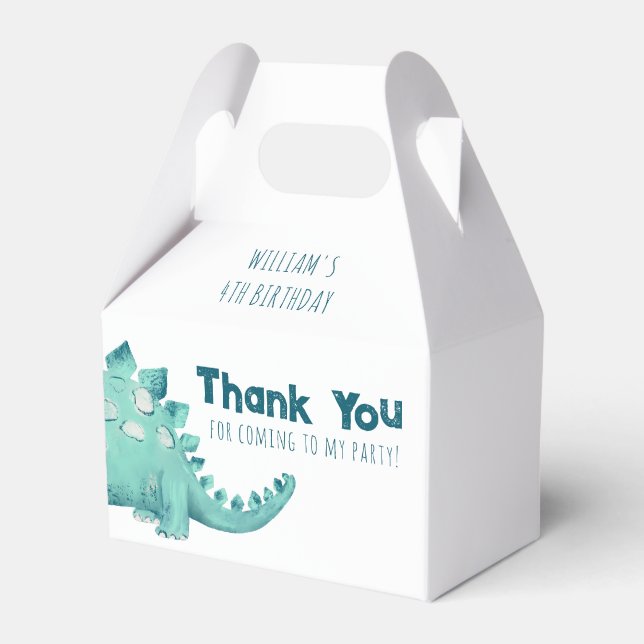 Dinosaur Stegosaurus Thank you Boys Birthday Party Favor Boxes (Front Side)