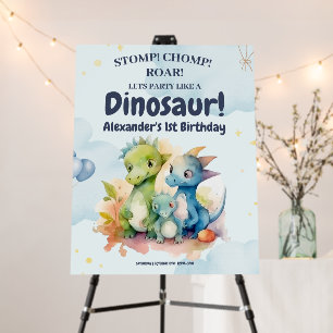 Dinosaur Stomp Chomp Rawr 1st Birthday Party Boy Foam Board