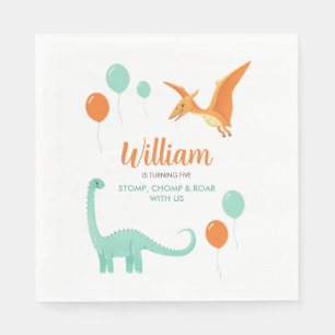 Dinosaur Stomp Chomp Rawr Birthday Party Boy Napkins