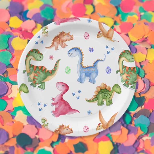Dinosaur Stomp Chomp Rawr Birthday Party Paper Plates (Creator Uploaded)