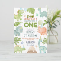 Dinosaur Stomp Chomp Rawr Boy Dino 1st Birthday