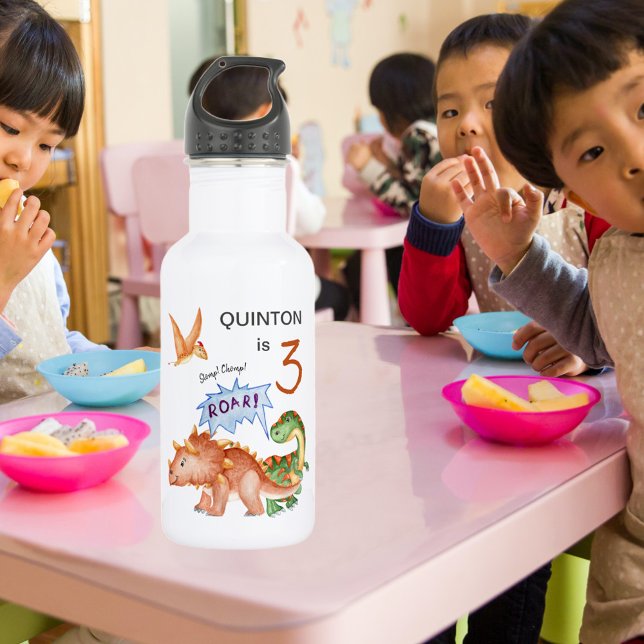 Dinosaur Stomp Chomp Rawr Stainless Steel Water Bottle (Creator Uploaded)