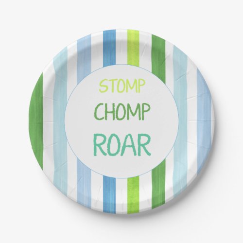 Dinosaur stomp chomp roar birthday paper plates