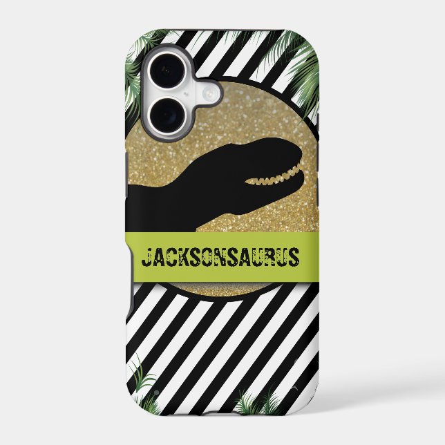 Dinosaur striped monogram iphone case (Back)