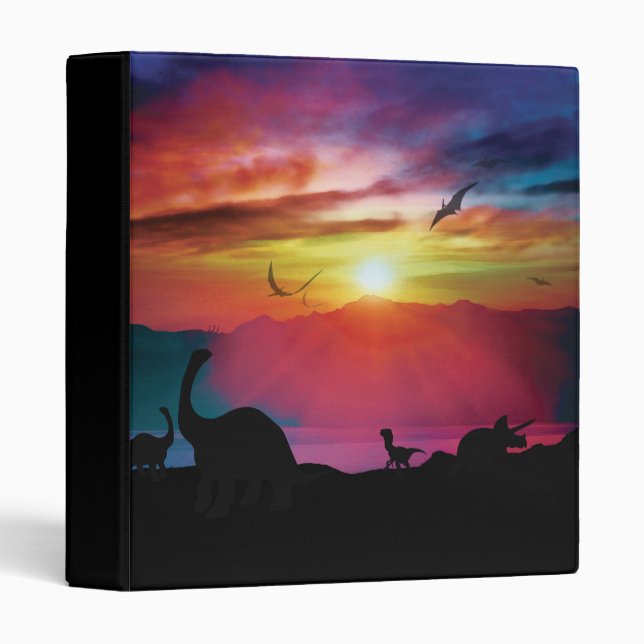 Dinosaur Sunset 3 Ring Binder (Front/Spine)