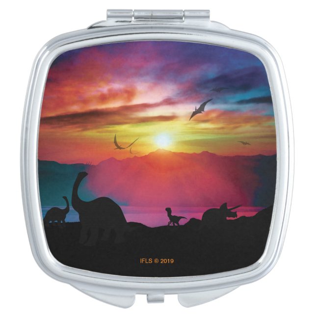 Dinosaur Sunset Compact Mirror (Front)