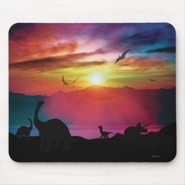 Dinosaur Sunset Mouse Pad (Front)