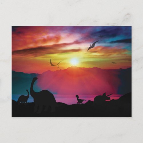 Dinosaur Sunset Postcard