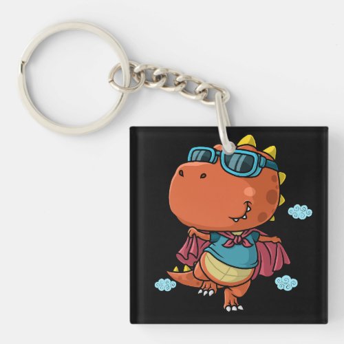 dinosaur super hero cartoon with design keychain