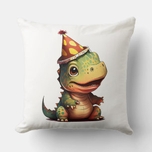 Dinosaur T Rex Birthday Baby Throw Pillow