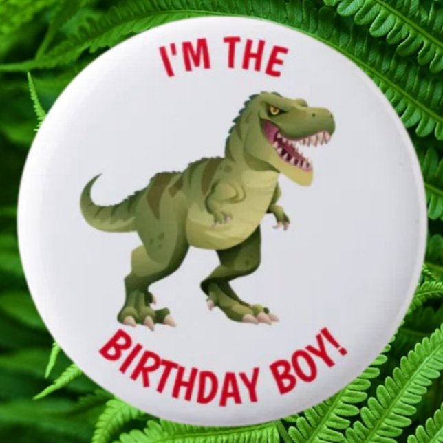Dinosaur T Rex BIRTHDAY Boy Button (Cute Birthday Jurassic Dinosaur Collection/Pin Set)