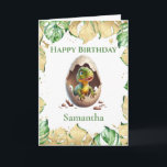 Dinosaur T Rex Birthday Cute Jurassic Card<br><div class="desc">Dinosaur T Rex Birthday Jurassic
sweet baby dinosaur personalized baby card for a little child.  Click the "Customize it!" button to change the text size,  text color,  font style and more!</div>
