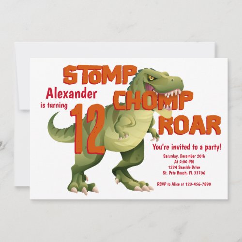 Dinosaur T_Rex Birthday Invitation