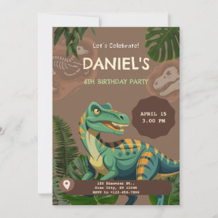 Dinosaur T-Rex Birthday Party Invitation