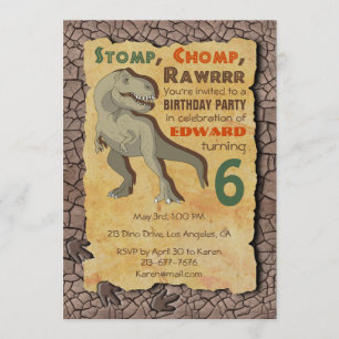 Dinosaur T-Rex Birthday Party Invitation