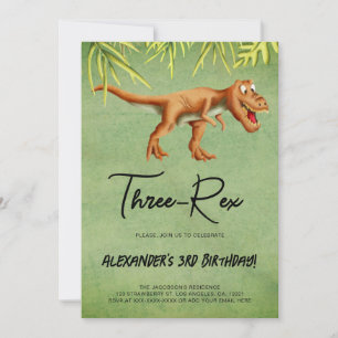 Dinosaur T Rex Birthday Party  Invitation