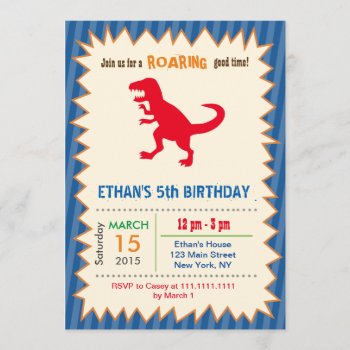 Dinosaur T Rex Birthday Party Invitations by SugarPlumPaperie at Zazzle