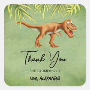 Dinosaur T Rex Birthday Party Square Sticker