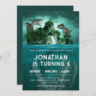 Dinosaur T rex Birthday Theme Party Invitation
