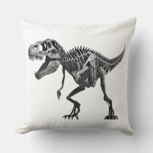 Dinosaur T Rex Bones Throw Pillow