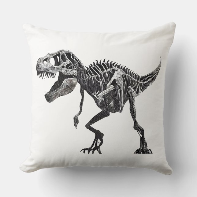 Dinosaur T Rex Bones Throw Pillow (Front)