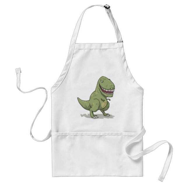 Dinosaur T Rex Cartoon Adult Apron (Front)