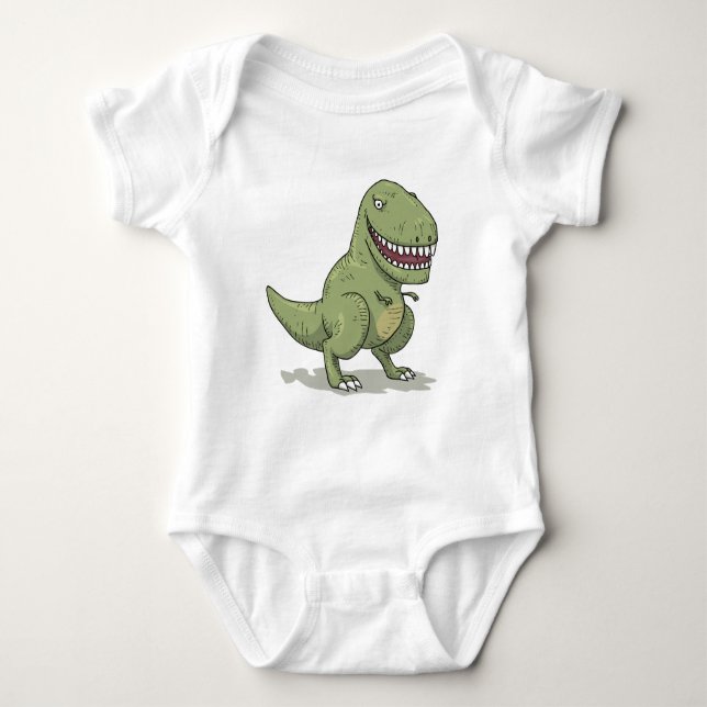 Dinosaur T Rex Cartoon Baby Bodysuit (Front)