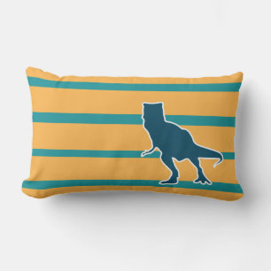 Dinosaur T-rex cartoon yellow blue Lumbar Pillow