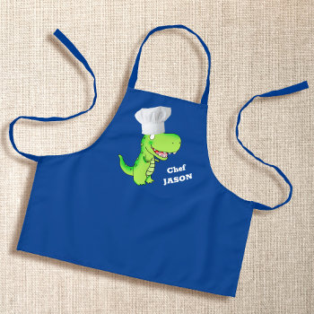 Dinosaur T-rex Chef Add Your Name Apron by sallylux at Zazzle