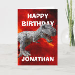 Dinosaur T Rex Children BIRTHDAY PARTY  Card<br><div class="desc">Dinosaur Kids Trex Birthday Card sweet personalized Tyrannosaurus dinosaur card for a little boy or girl. Click the "Customize it!" button to change the text size, text color, font style and more! Discover the King of Dinosaurs! Introducing Tyrannosaurus, the iconic genus of large theropod dinosaur. Immerse yourself in the world...</div>