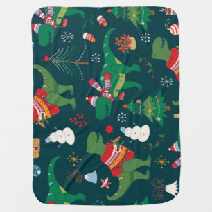 Dinosaur T-Rex: Christmas New Year. Baby Blanket