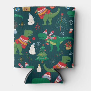 Dinosaur T-Rex: Christmas New Year. Can Cooler