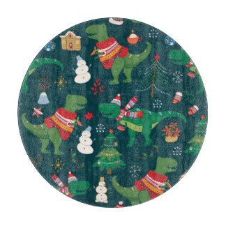 Dinosaur T-Rex: Christmas New Year. Cutting Board