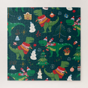 Dinosaur T-Rex: Christmas New Year. Jigsaw Puzzle