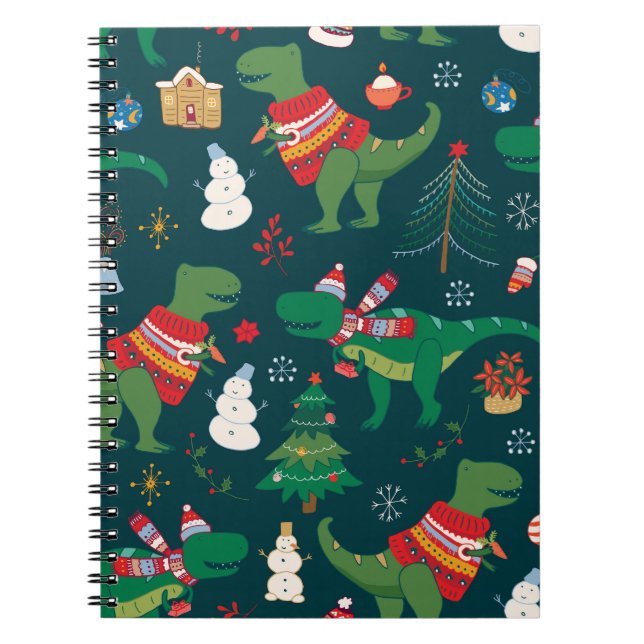 Dinosaur T-Rex: Christmas New Year. Notebook (Front)