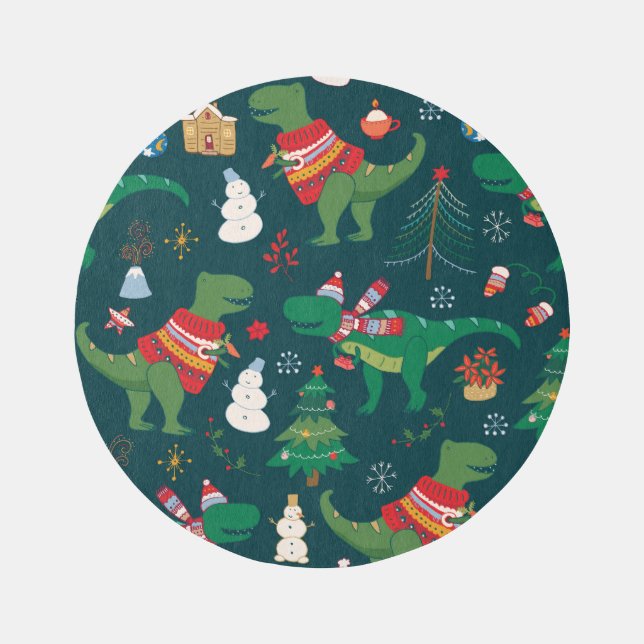 Dinosaur T-Rex: Christmas New Year. Rug (Front)