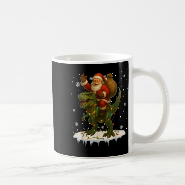 Dinosaur T Rex Christmas Santa Boys Men Girls Xmas Coffee Mug (Right)